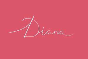 fêmea nome diana. meninas nome escrito a mão letras caligrafia datilografado. vetor arte