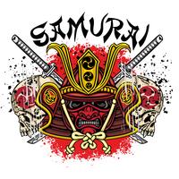 sinal de caveira samurai vetor