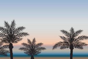 palmeiras no contexto do mar e do pôr do sol. ilustração vetorial vetor