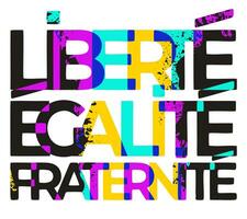 liberdade, igualdade, fraternidade. slogan do francês república. brilhante atraente estilo. vetor isolado ilustração