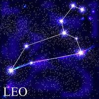 Ilustração em vetor Leo Zodiac com belas estrelas brilhantes no fundo do céu