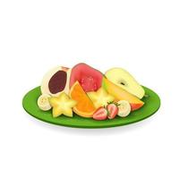 frutas frescas naturais realistas no prato verão isolado ilustração vetorial 06 vetor