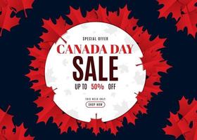 1º de julho. dia do Canadá, promoção de vendas, design de modelo de banner de publicidade vetor