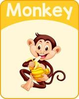 cartão educacional da palavra em inglês do macaco vetor