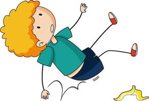doodle personagem de desenho animado de um menino caindo vetor