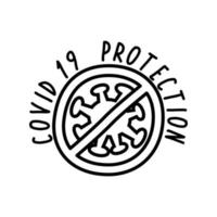 campanha de letras de proteção covid19 estilo de linha feito à mão vetor