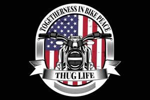 camiseta tipografia motocicleta silhueta bandeira americana vintage vetor