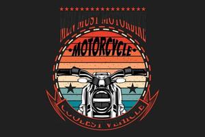 t-shirt tipografia silhueta de motocicleta estilo retro vetor