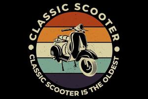 t-shirt scooter clássico estilo retro vetor