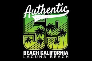 t-shirt tipografia praia pôr do sol autêntica califórnia vetor