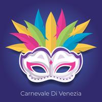 Máscara de carnaval com ilustração vetorial de penas coloridas vetor
