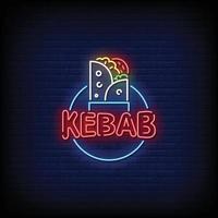 Vetor de texto de estilo de sinais de néon kebab