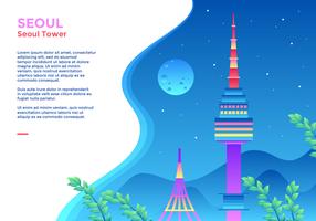 Banner da Web da Torre de Seul vetor