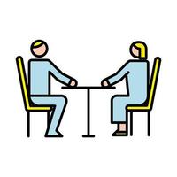 avatares de casal de negócios em personagens de mesa vetor