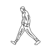 homem caminhando ícone de estilo de uma linha vetor