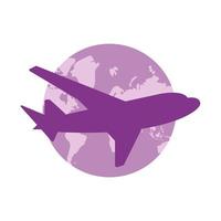 avião com mundo planeta terra vetor