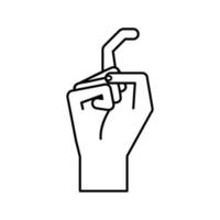 linguagem de sinais de mão x desenho de vetor de ícone de estilo de linha