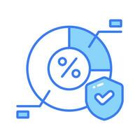 torta gráfico com proteção escudo mostrando conceito vetor do seguro dados análise