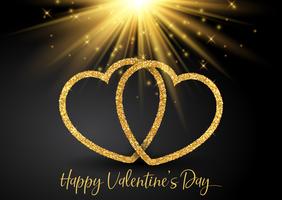 Fundo Dia dos Namorados com corações brilhantes vetor