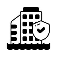 proteção escudo com comercial construção mostrando conceito ícone do construção seguro, escritório seguro vetor