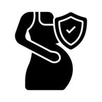 grávida mulher com proteção escudo, maternidade seguro e gravidez Cuidado conceito ícone vetor