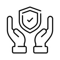 proteção escudo com Verifica marca dentro mãos, na moda ícone do seguro editável Projeto vetor