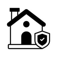casa com proteção escudo e Verifica marca, casa seguro vetor projeto, propriedade proteção conceito