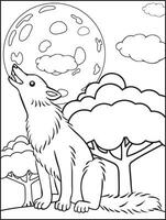 livre vetor mão desenhado Lobo esboço ilustração- Lobo coloração Páginas - vetor