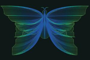 brilhando néon linha arte gradiente vetor Projeto dentro a forma do uma borboleta