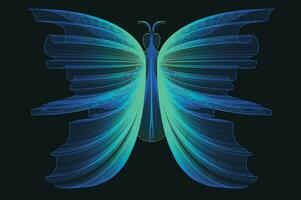 brilhando néon linha arte gradiente vetor Projeto dentro a forma do uma borboleta