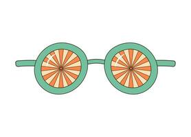 vintage oculos de sol com raios. groovy retro moda estilo. vetor ilustração isolado em branco fundo.