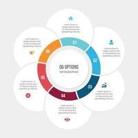 seis 6 opções círculo ciclo infográfico modelo Projeto vetor