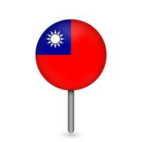 ponteiro de mapa com contry taiwan. bandeira de taiwan. ilustração vetorial. vetor