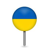 ponteiro de mapa com contry ucrânia. bandeira da ucrânia. ilustração vetorial. vetor