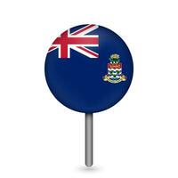 ponteiro de mapa com ilhas cayman do país. bandeira das ilhas cayman. ilustração vetorial. vetor