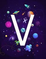 desenho animado espaço carta v poster, astronauta, planetas vetor
