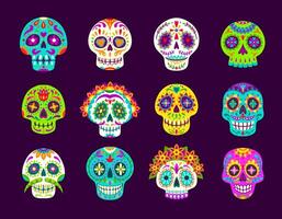 dia de los muertos mexicano calavera açúcar crânios vetor