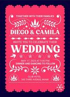 Casamento convite dentro mexicano papel picado bandeira vetor