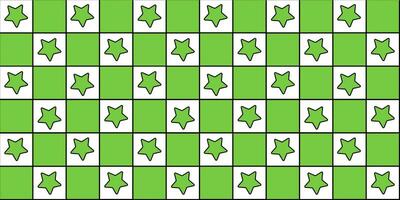 fofa desenho animado desatado padronizar verde tabuleiro de xadrez cela com estrelas desenho animado estilo.vetor eps10 vetor