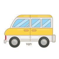 alfabeto v para furgão vocabulário escola lição desenho animado ilustração vetor clipart adesivo
