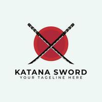 Katana espada logotipo vetor projeto, samurai ícone logotipo ilustração.