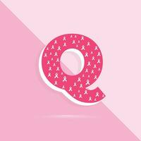Rosa cor carta q logotipo e ícone para seio Câncer consciência mês vetor