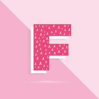 Rosa cor carta f logotipo e ícone para seio Câncer consciência mês vetor