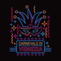 Carnival Mask Vector Illustration Neon Fluorescent Lamp Style