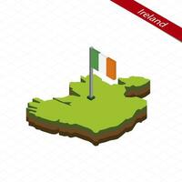 Irlanda isométrico mapa e bandeira. vetor ilustração.