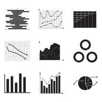 Preto branco gráficos conjunto para economia e análise, vetor ilustração