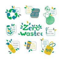 zero desperdício definir. símbolos do reciclando e reduzindo poluição. vetor ilustração dentro plano estilo