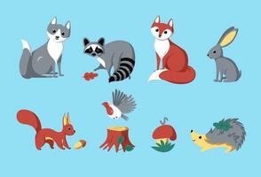 conjunto do floresta animais. vetor ilustração dentro desenho animado estilo