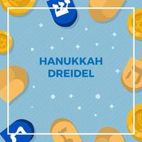 Flat Hanukkah Dreidel Vector Background Illustration