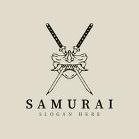 samurai mascarar linha arte logotipo vetor ilustração modelo Projeto.